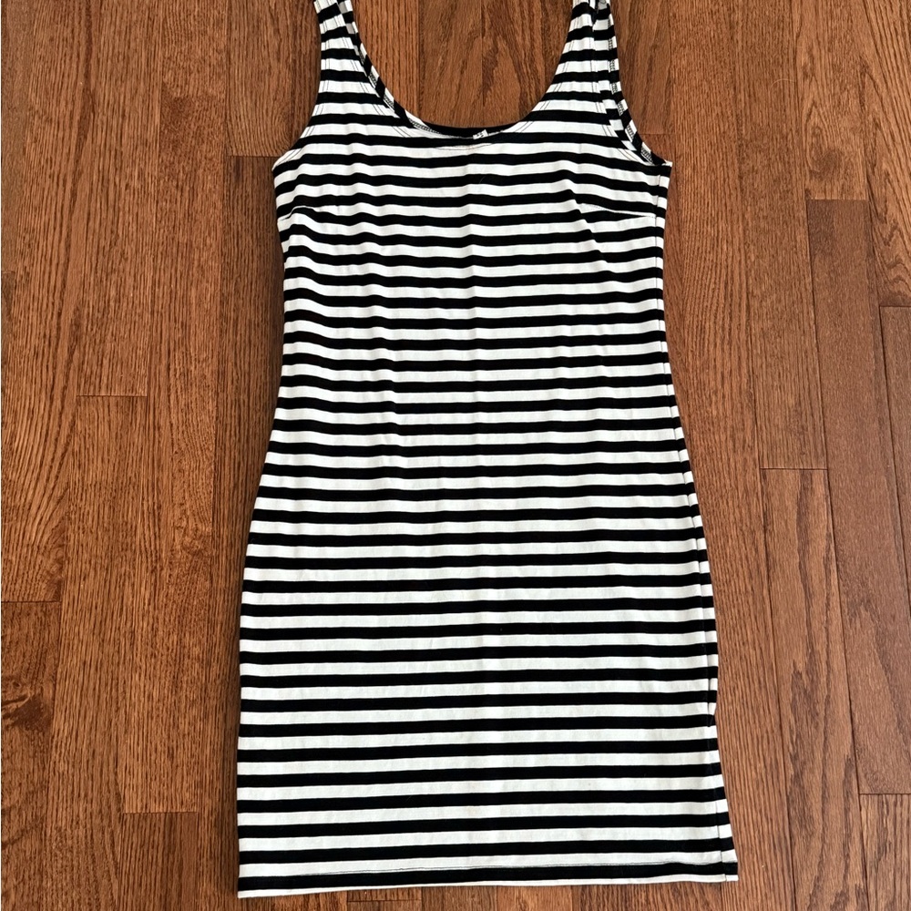 H&M Monochrome Striped Mini Dress